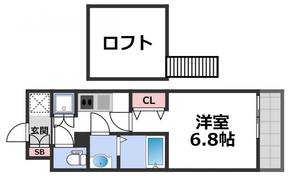 グランパシフィック小路(1K/1階)の間取り写真
