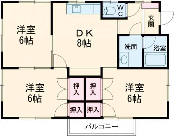 第1グリーンヒル(3DK/2階)の間取り写真