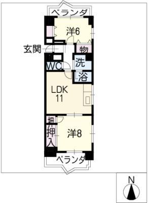 アメニティ伸和(2LDK/4階)の間取り写真