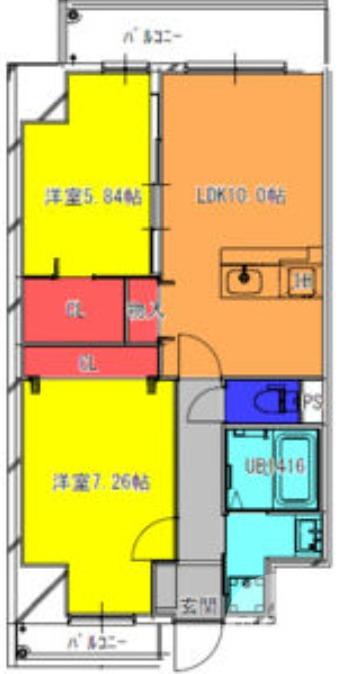 FREEDOM RESIDENCE堺寺地町(2LDK/5階)の間取り写真