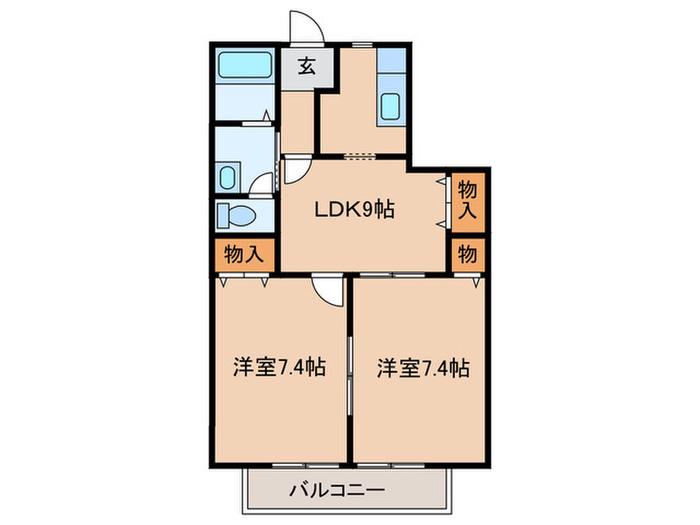 G・HガーデンハイムA(2LDK/1階)の間取り写真