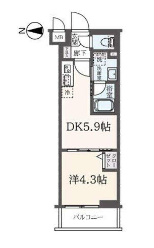 ハーモニーレジデンス東新宿(1DK/4階)の間取り写真