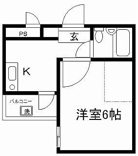 御幸町ハイツ(1K/1階)の間取り写真