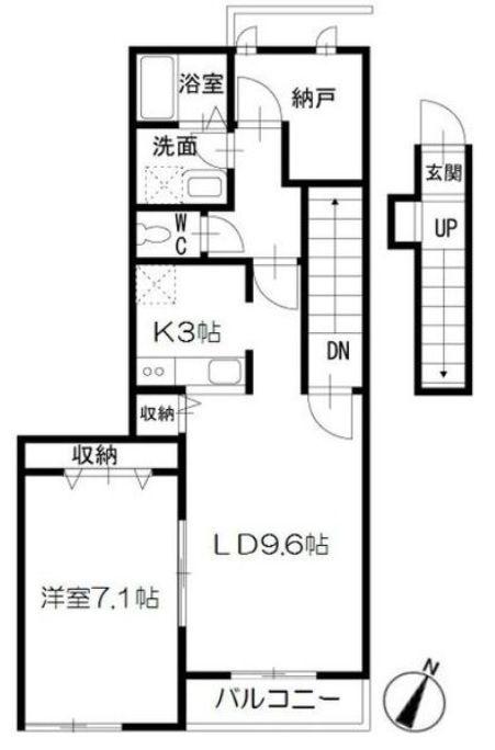 プラートフジ参番館(1SLDK/2階)の間取り写真