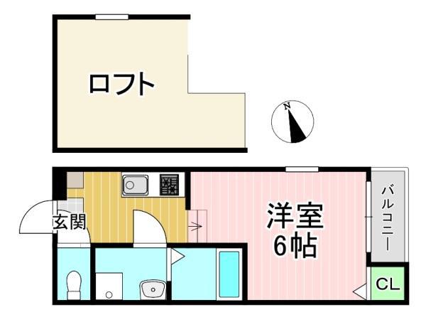 ハーモニーテラス淀新町Ⅱ(1K/1階)の間取り写真