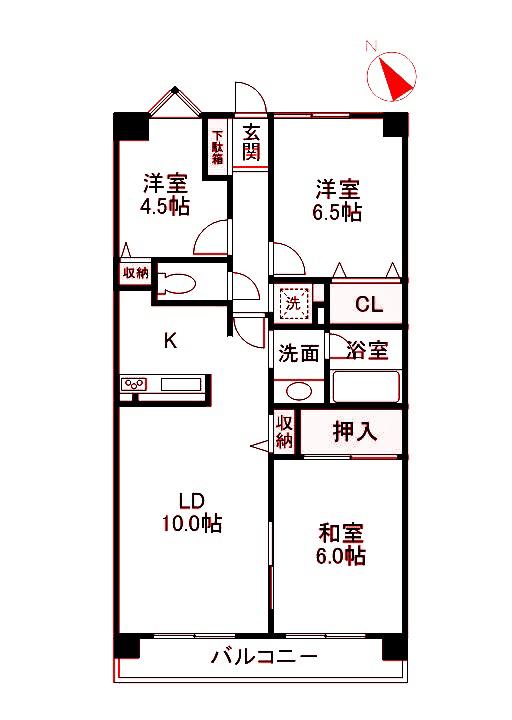 モアステージ戸塚(3LDK/3階)の間取り写真