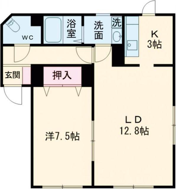 大國マンション(1LDK/1階)の間取り写真