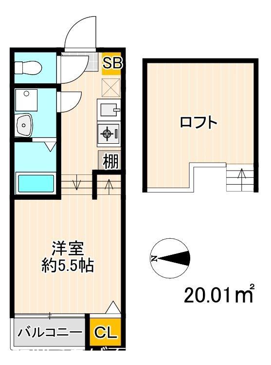 パイントール別府(1K/2階)の間取り写真