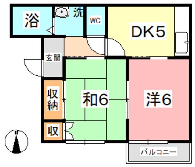 リバティ安原(2DK/2階)の間取り写真