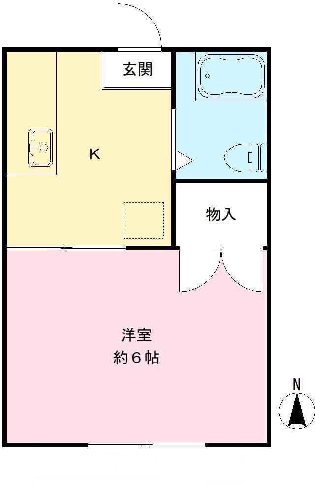 あかねハイツ(1K/2階)の間取り写真