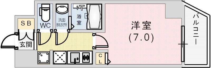クレストタップ神戸湊町NOIR(1K/3階)の間取り写真