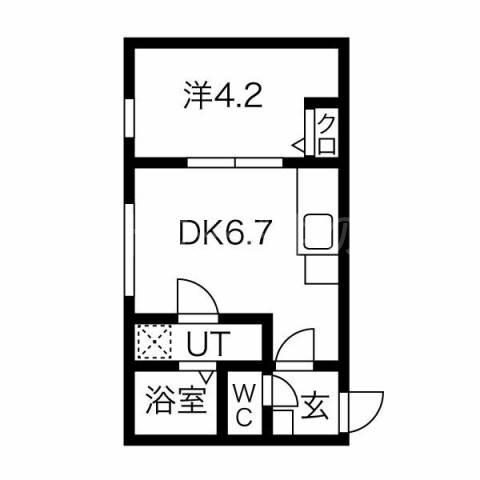 アクアマーレ澄川(1DK/2階)の間取り写真