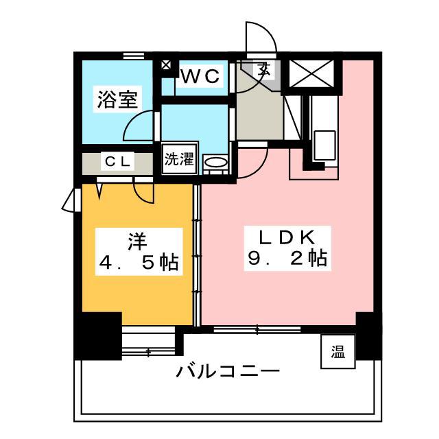 アクタス薬院III(1LDK/2階)の間取り写真