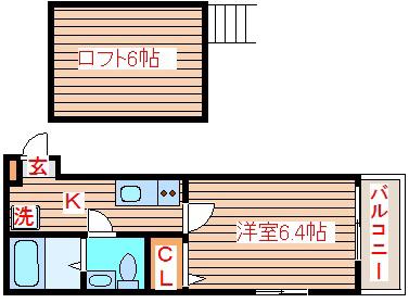 STAGE宮町(1K/2階)の間取り写真