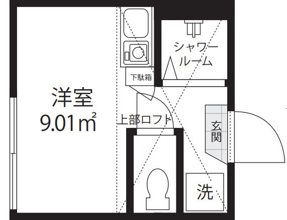 カーサローズ(ワンルーム/1階)の間取り写真
