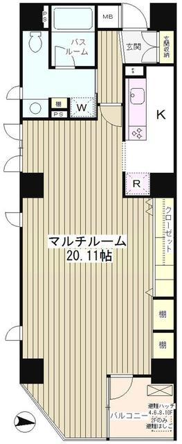 CRADLE日本橋(1LK/10階)の間取り写真