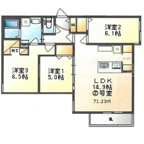 ラヴィベール平岸(3LDK/2階)の間取り写真