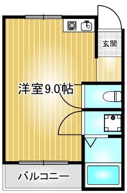 メゾン伊勢山(ワンルーム/1階)の間取り写真