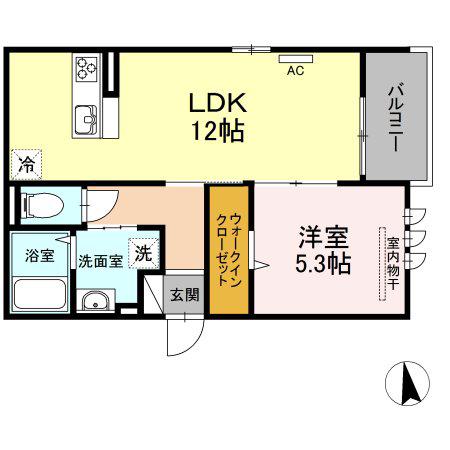 コンフォール西新(1LDK/3階)の間取り写真