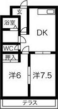 ファミール高畑(2DK/2階)の間取り写真