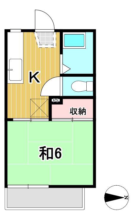 ハイツ清風(1K/2階)の間取り写真