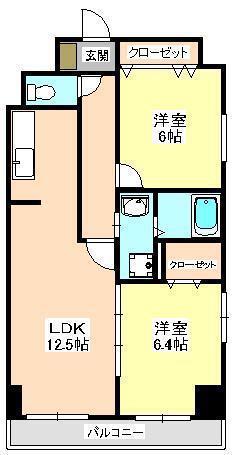 ヴェルデシオン(2LDK/7階)の間取り写真