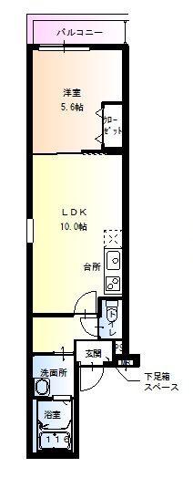 フジパレス沢ノ町V番館(1LDK/3階)の間取り写真