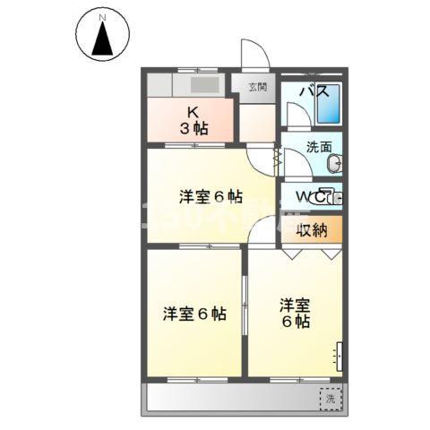 アーバンヒルズ T1(3K/3階)の間取り写真