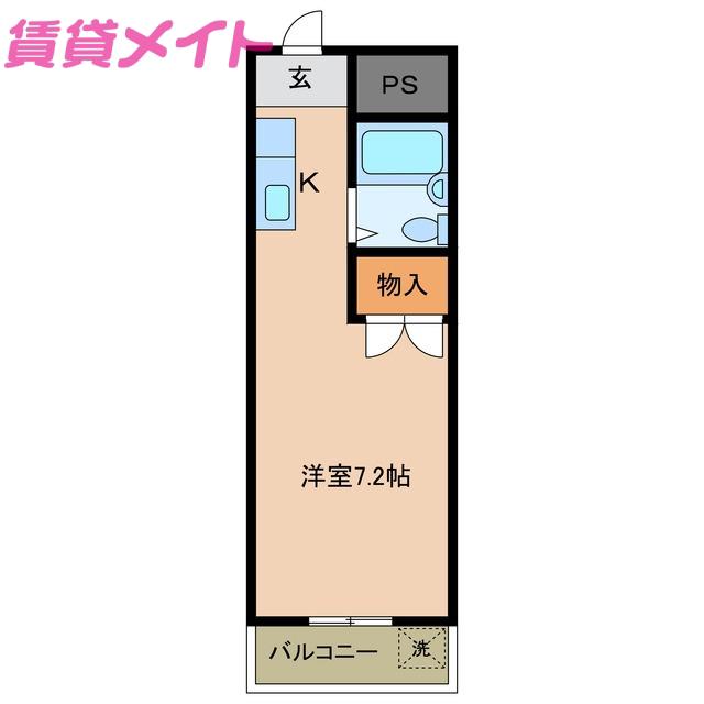 トマトハイツ(ワンルーム/1階)の間取り写真