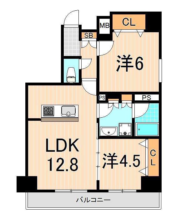 フュージョナル北綾瀬(2LDK/8階)の間取り写真
