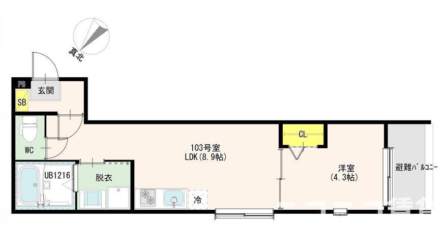 LUMIERE TERRACE MIZUE(1LDK/1階)の間取り写真
