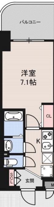 LUXE西長堀(1K/13階)の間取り写真