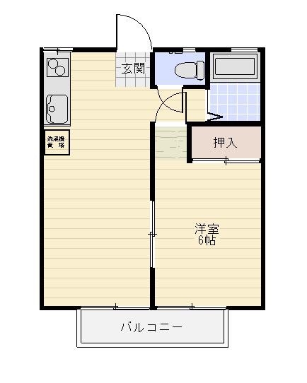 富士ハイツB(1LDK/2階)の間取り写真
