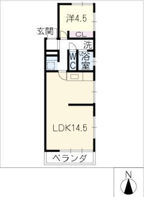 マンションYMD(1LDK/1階)の間取り写真