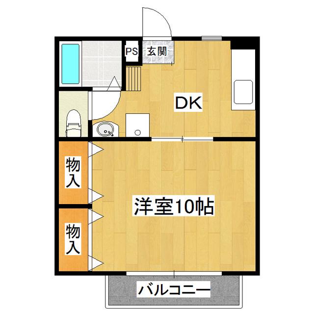 メビウス(1DK/2階)の間取り写真