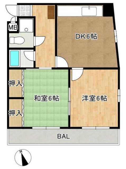 サンフラワー浦安(2DK/2階)の間取り写真
