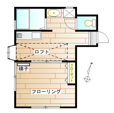 三球ハイツ(1DK/2階)の間取り写真