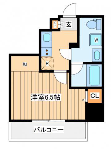 ルミード川崎(1K/2階)の間取り写真