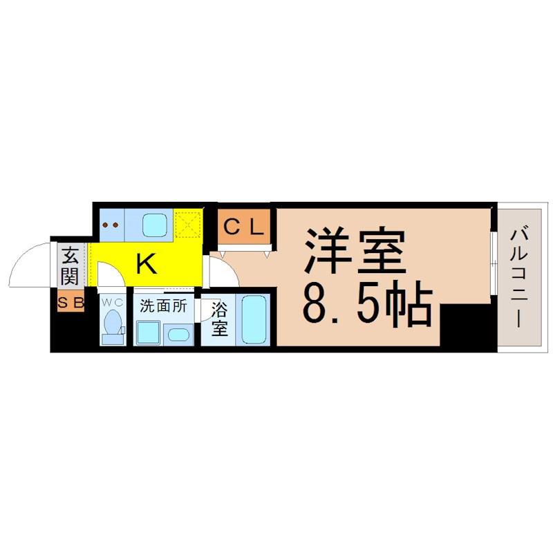 リシュドール名駅南(1K/15階)の間取り写真