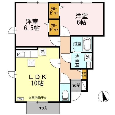 サニーグレイス(2LDK/1階)の間取り写真