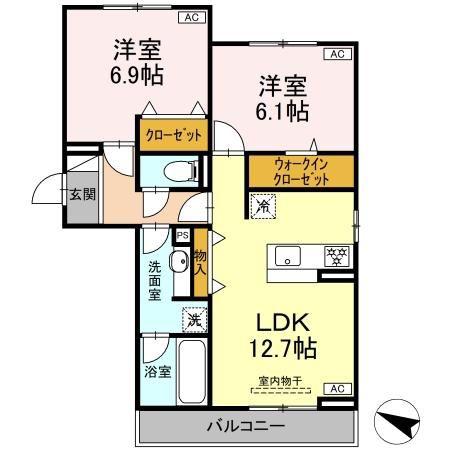 メゾン梅木(2LDK/2階)の間取り写真