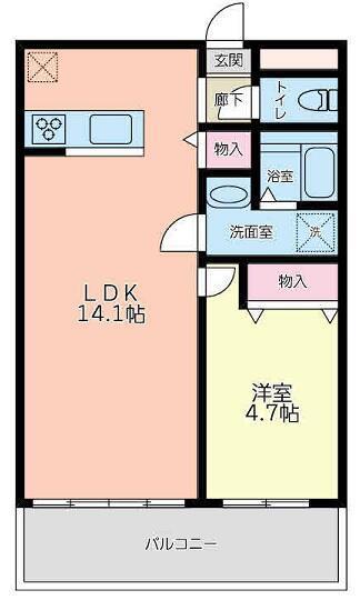 上星谷ハイツI(1LDK/3階)の間取り写真
