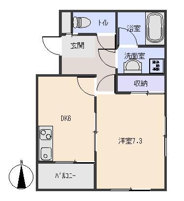 マンションアサイ(1DK/1階)の間取り写真