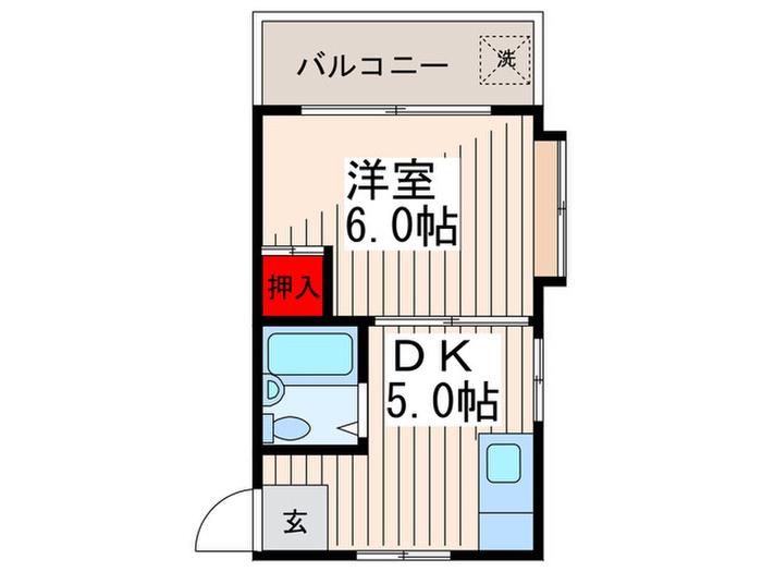 グリーンヒルホシ(1DK/3階)の間取り写真