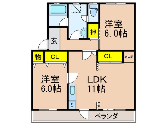 第一東洋マンション(2LDK/5階)の間取り写真