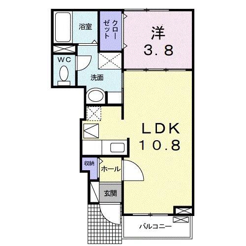 エレガンツァ酒井(1LDK/1階)の間取り写真
