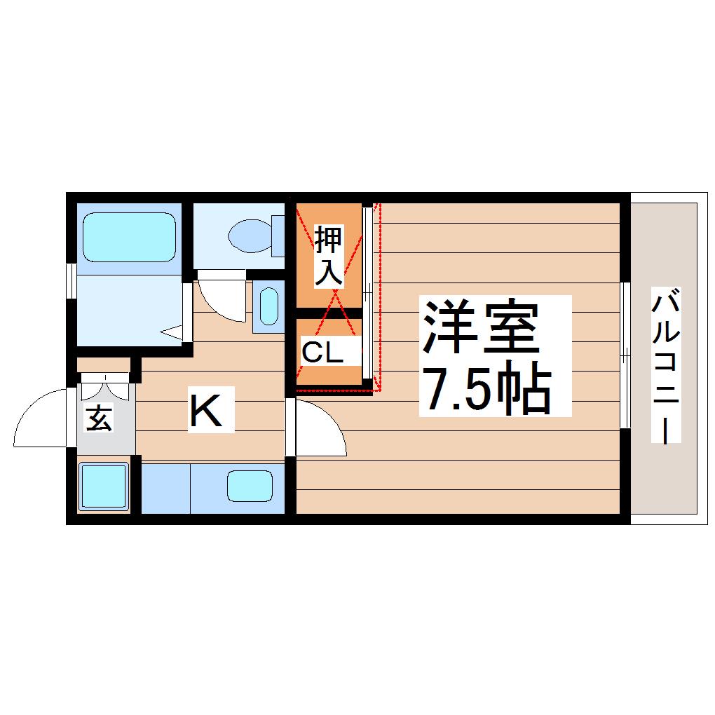 ティエラ松波(1K/2階)の間取り写真
