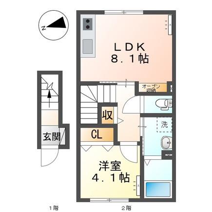 レアルエムケーエム(1LDK/2階)の間取り写真