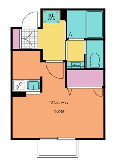 KK谷津(ワンルーム/1階)の間取り写真
