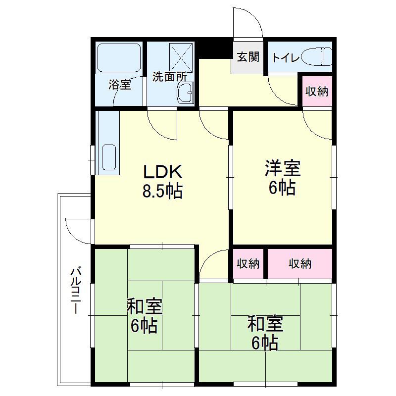 ライトマンション(2LDK/3階)の間取り写真